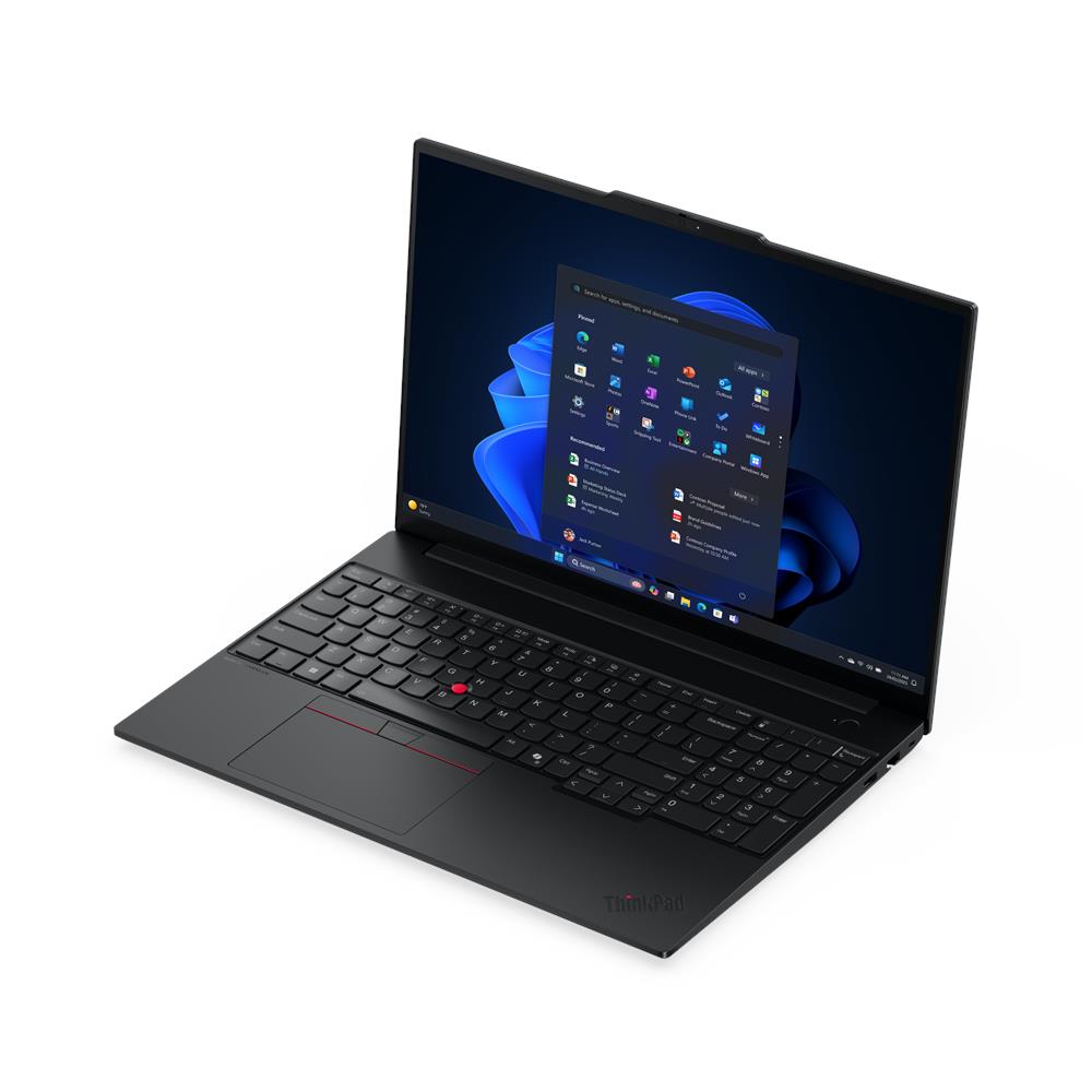 Lenovo ThinkPad E16 Gen 3 con schermo acceso e tastiera visibile, notebook ideale per produttività e prestazioni elevate. Lenovo ThinkPad E16 Gen 3 con schermo acceso e tastiera visibile, notebook ideale per produttività e prestazioni elevate.